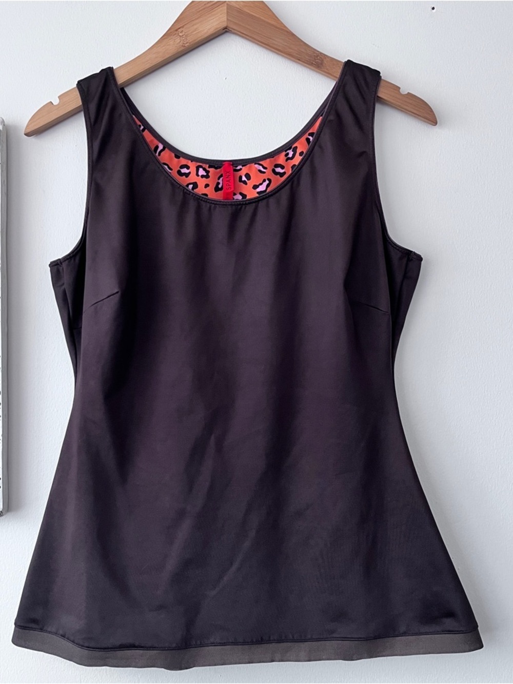 SPANX Simplicity Plus Size Brown Camisole Cheetah Trim Tank Size 1X